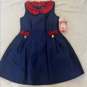 Disney Snow White Navy and Red Sequin Collar Party Dress